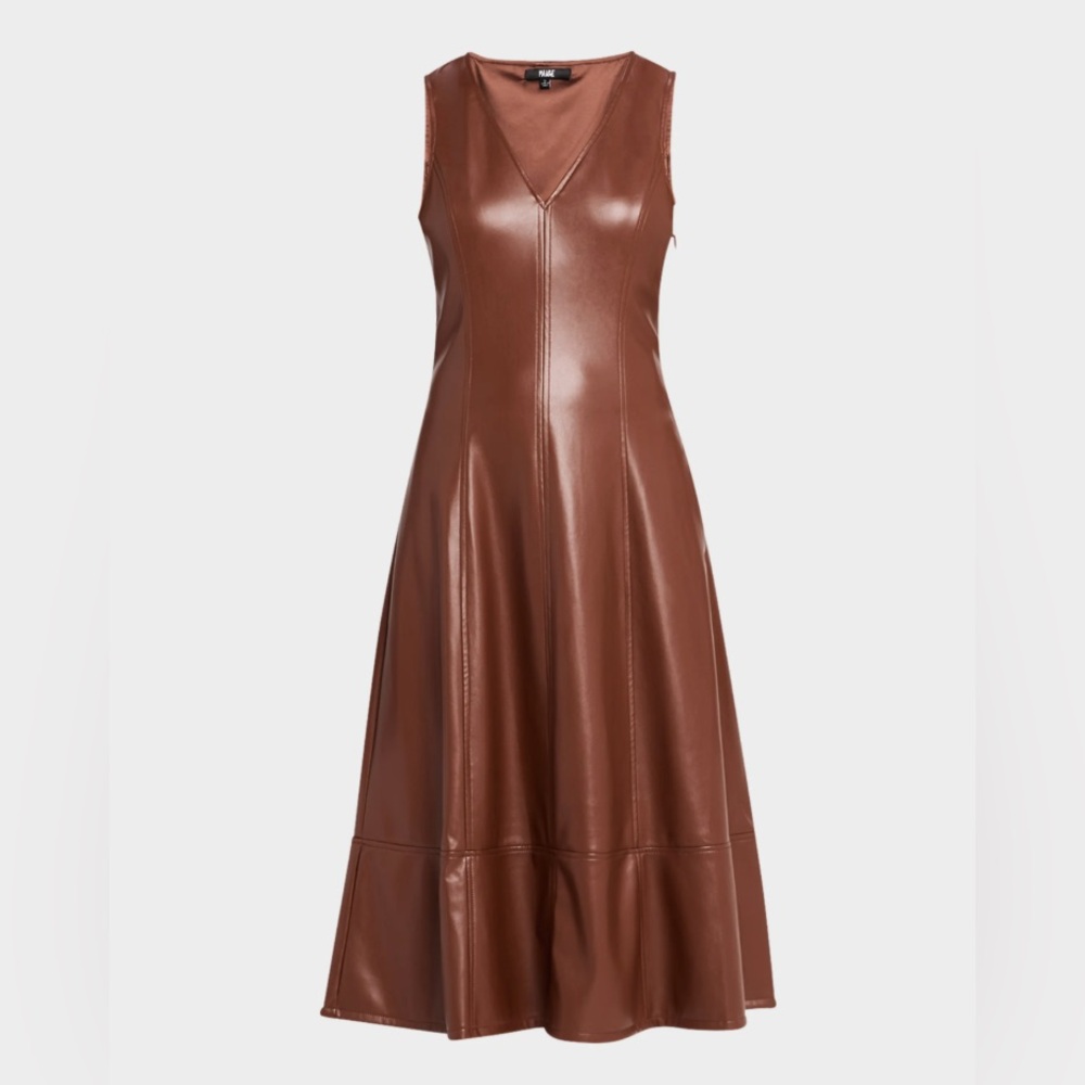 Paige Fiorella French Press Sleeveless Faux-Leather Midi Dress